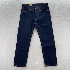Levis  505 Jeans Mens 36x32 Blue Regular Straight Dark Wash Denim Cowboy NEW